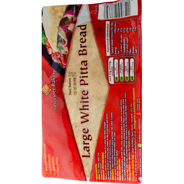 Leicester Bakery White Pitta World Wide Foods